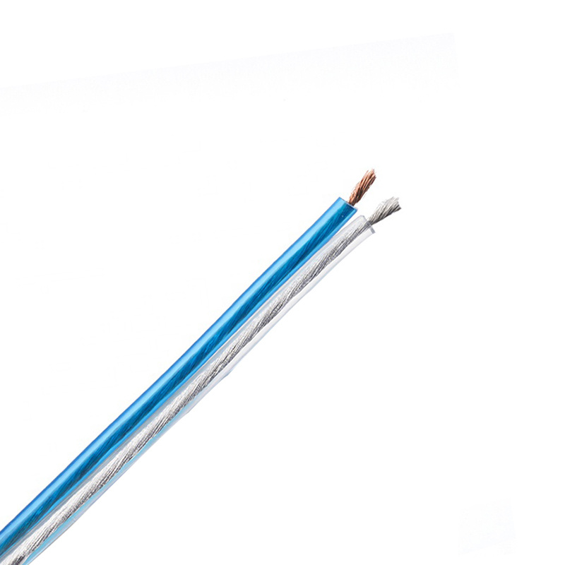 transparent and blue 2 core speaker cable